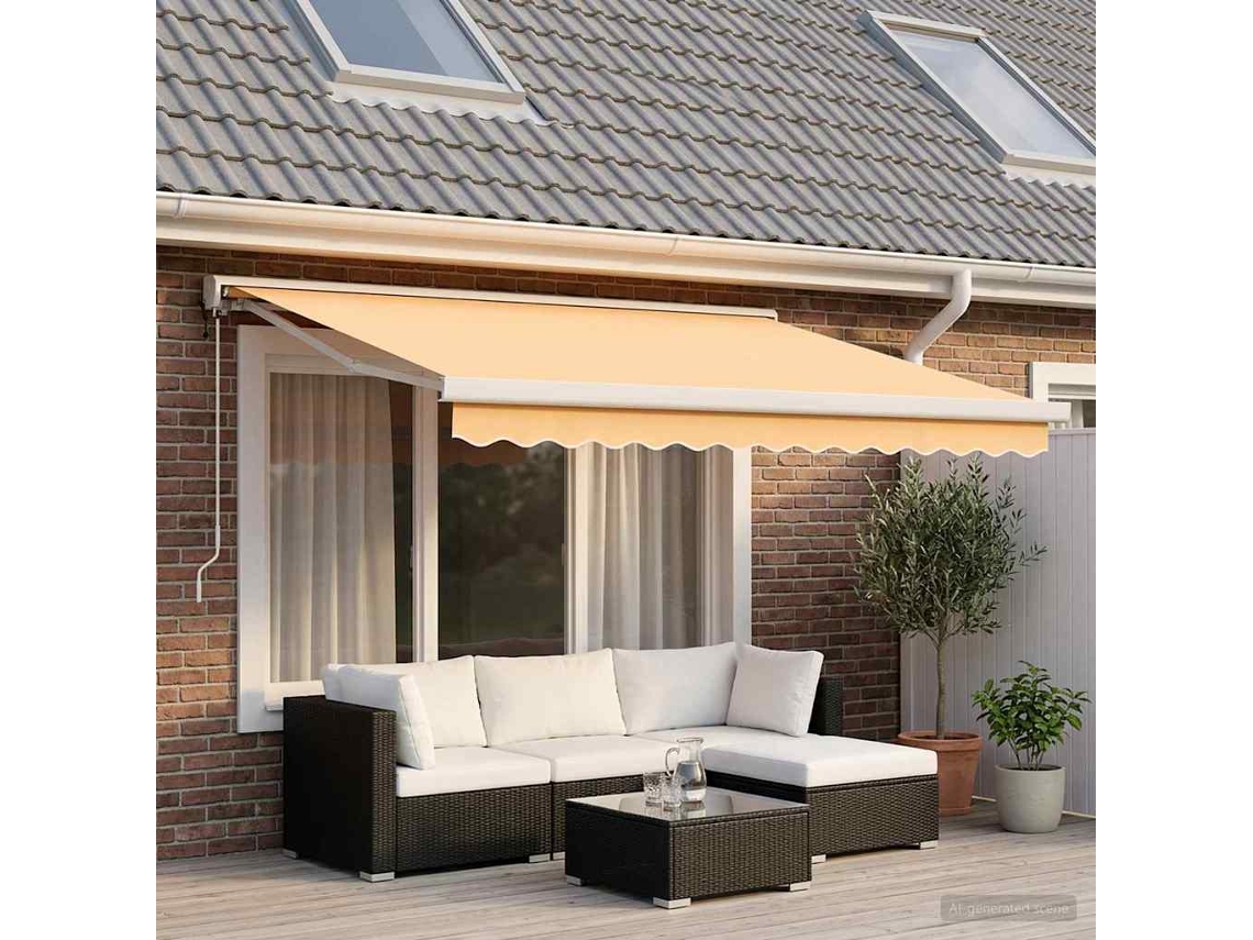 Vidaxl Toldo Retrátil Areia 350 X 250 Cm Tecido E Metal