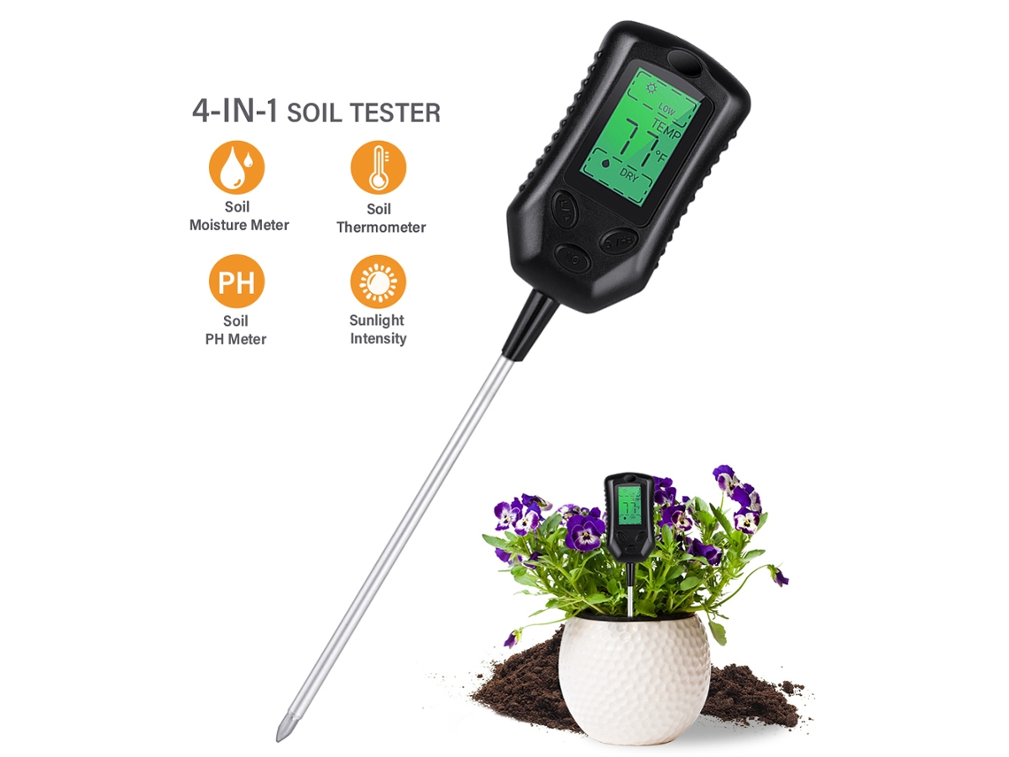 Detector Multifuncional De Solo Ph Umidade Temperatura Luz Solar Jardim
