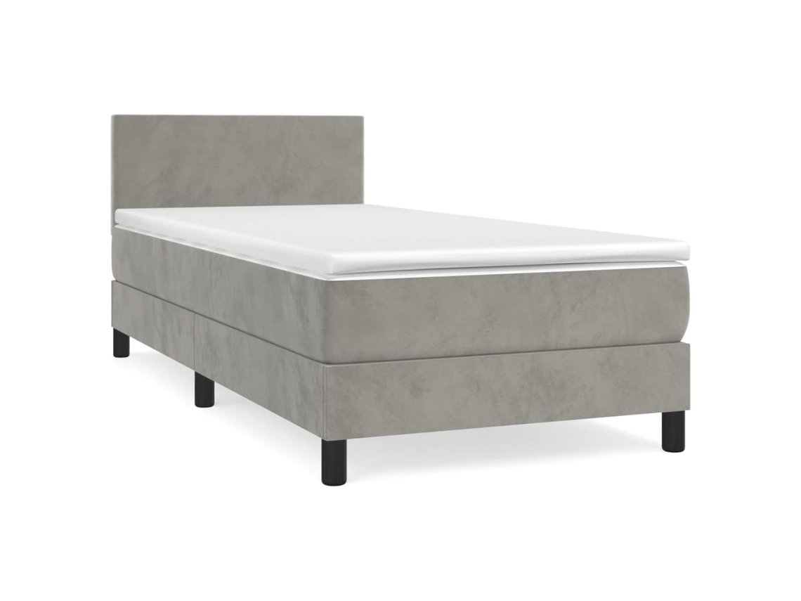 Cama com Molas/colchão 90x200 Cm Veludo Cinza claro MAISON EXCLUSIVE