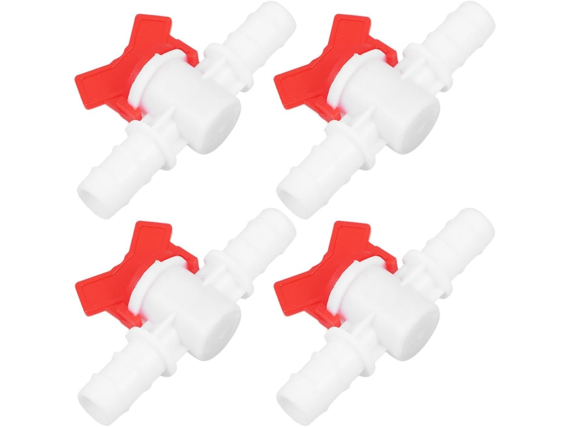Válvula De Esfera Para Tubulação, Conjunto 4 Peças, Plástico Branco,