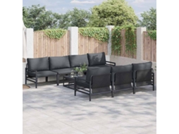 Vidaxl Conjunto De Sofá De Jardim 8 Unid. Preto Aço