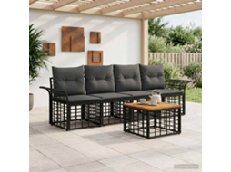 Vidaxl Conjunto De Sofás Para Exterior 5 Pcs Preto E Cinza Escuro