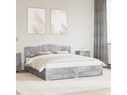 Vidaxl Estrutura Da Cama Cinzento 200 X 200 Cm Derivados De Madeira