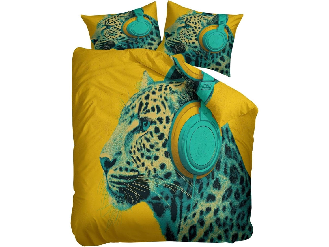 Capa de Edredom com Estampa Leopardo em Poliéster Fronha 200x200 Cm (LxA)