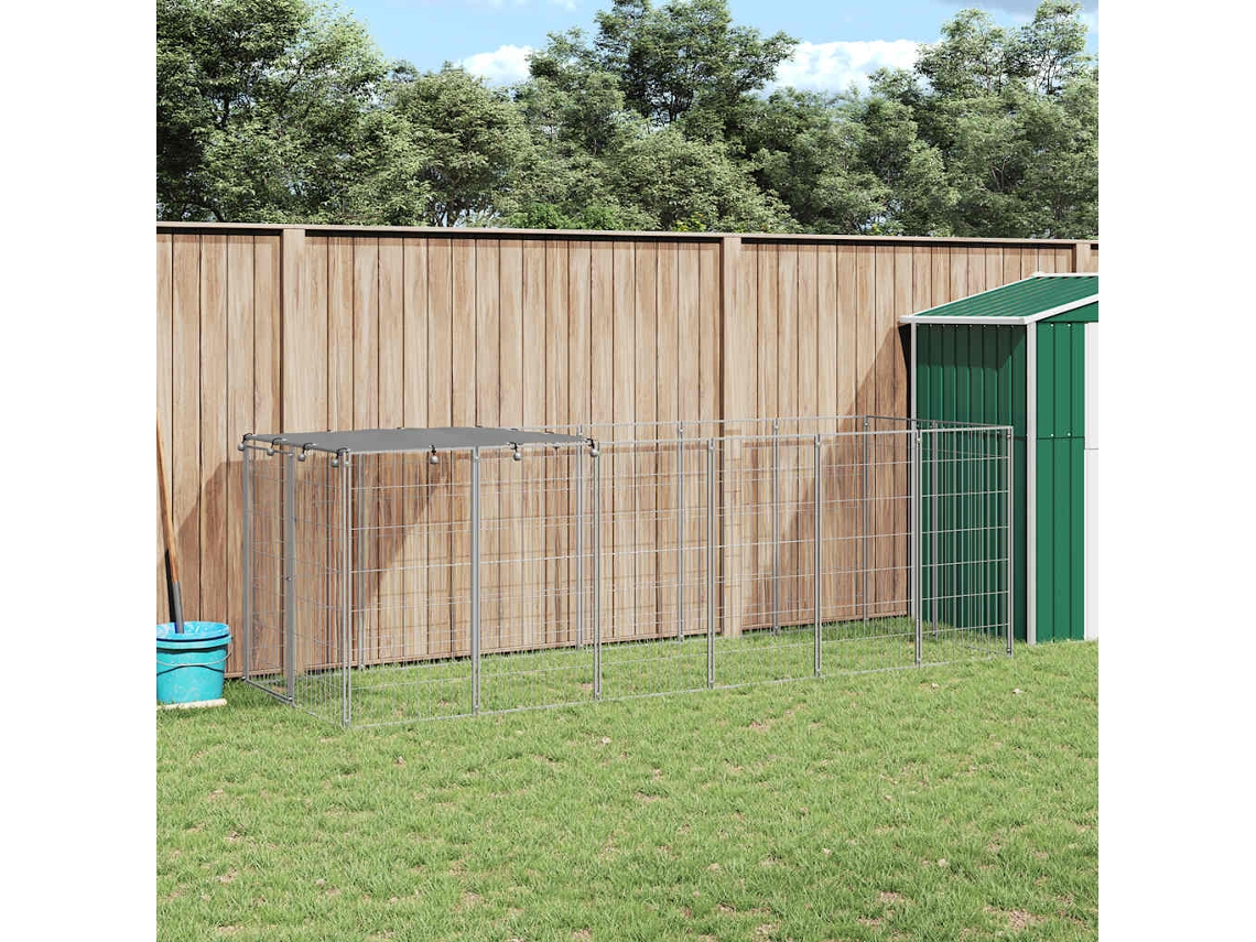 Vidaxl Canil 330x110x110 Cm Aço Prateado
