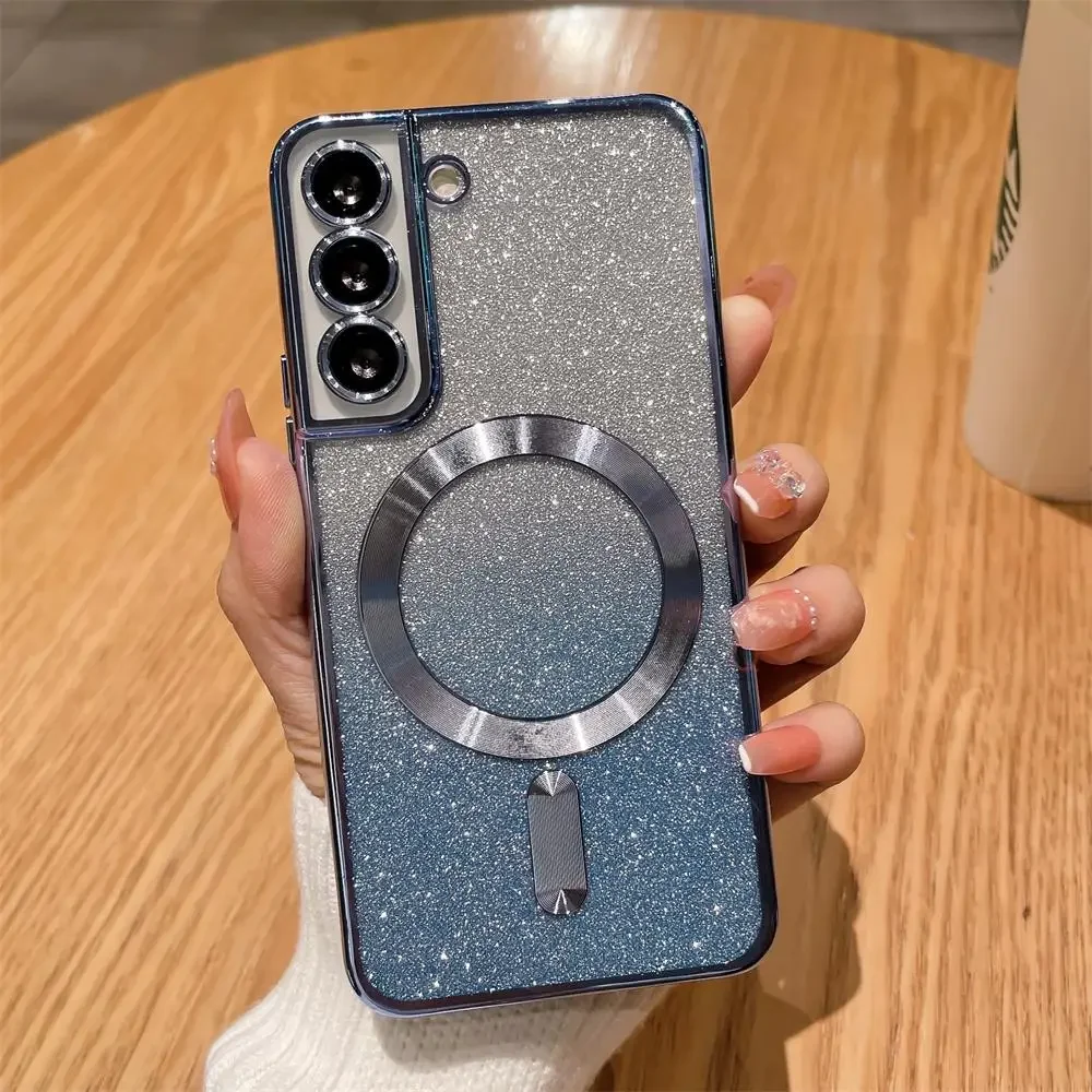 (note 10 Azul) Capa Protetora Magnética Para Carregamento Sem Fio Com Design Degradê De Luzes Piscantes