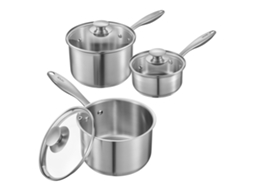 Jogo De Panelas De Aço Inox Com Tampa De Vidro 0,95 1,89 2,84 L Da Vevor