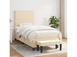 Vidaxl Cama Com Molas/colchão 100x200 Cm Tecido Cor Creme