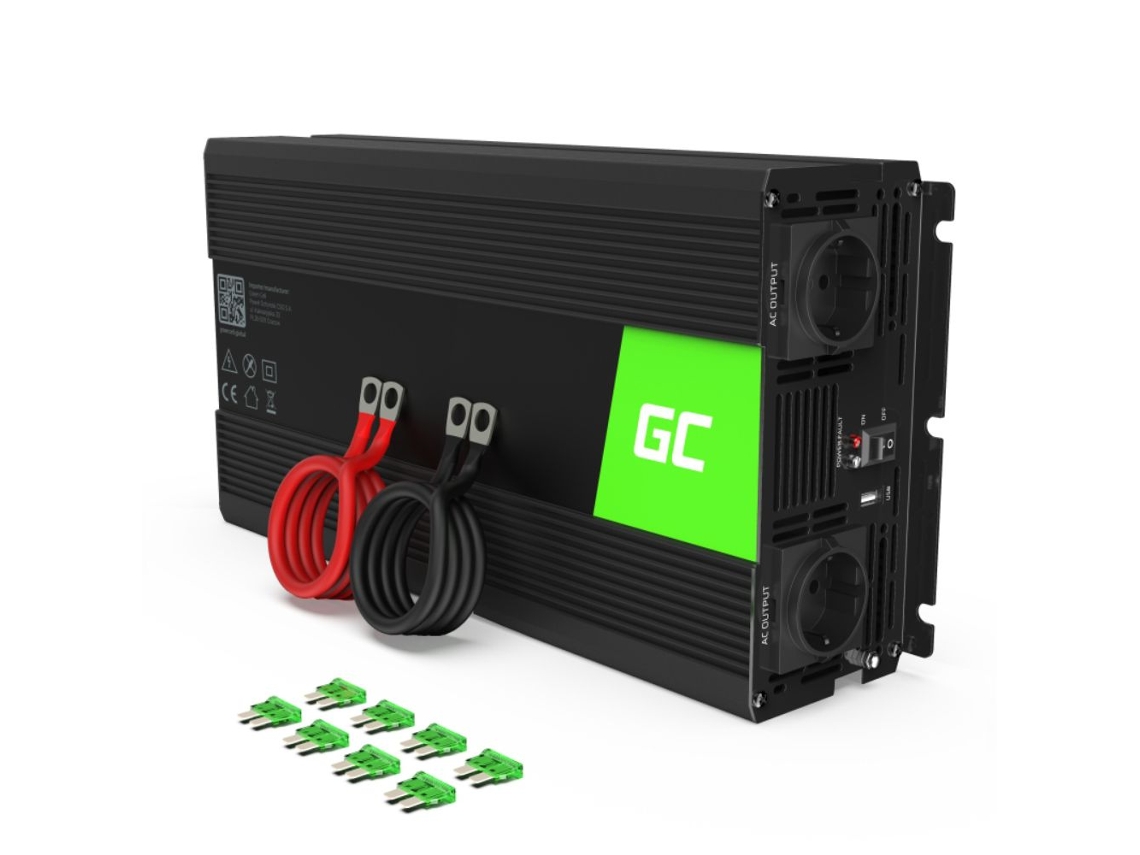 Conversor 24V-230V 1500W Onda Modificada com Pilha Verde