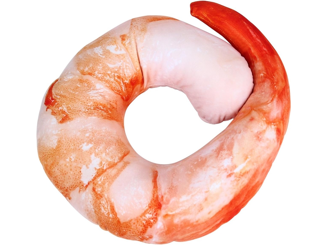 1 Peça Travesseiro Cervical Criativo Formato U, Acessório para Dormir, com Estampa de Camarão AQUAFORGE