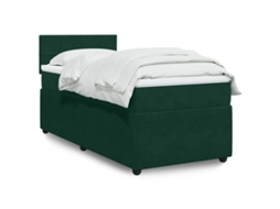 Vidaxl Cama Com Molas/colchão 80x200 Cm Veludo Verde-escuro