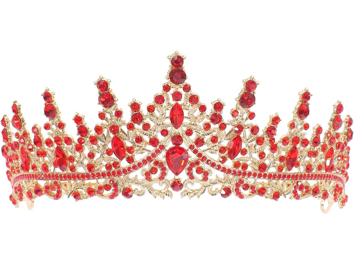 Coroa Vermelha Para Mulheres - Crystal Princess Tiaras - Faixa De Cabelo Com Desconto