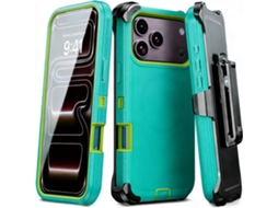 Capa Hexinyigjly Para Iphone 17 Pro Max Com Clip De Cinto, Proteção Tripla Contra Choques E Compatível Com Carregamento Magnético Verde Escuro