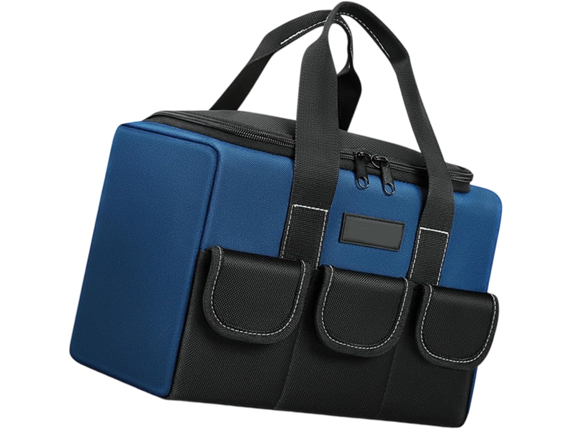 Bolsa profissional para armazenamento de ferramentas em tecido resistente, com altura ergonômica e resistente a arranhões.