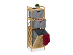 Suporte Para Cesto De Roupa De Bambu Com 2 Gavetas