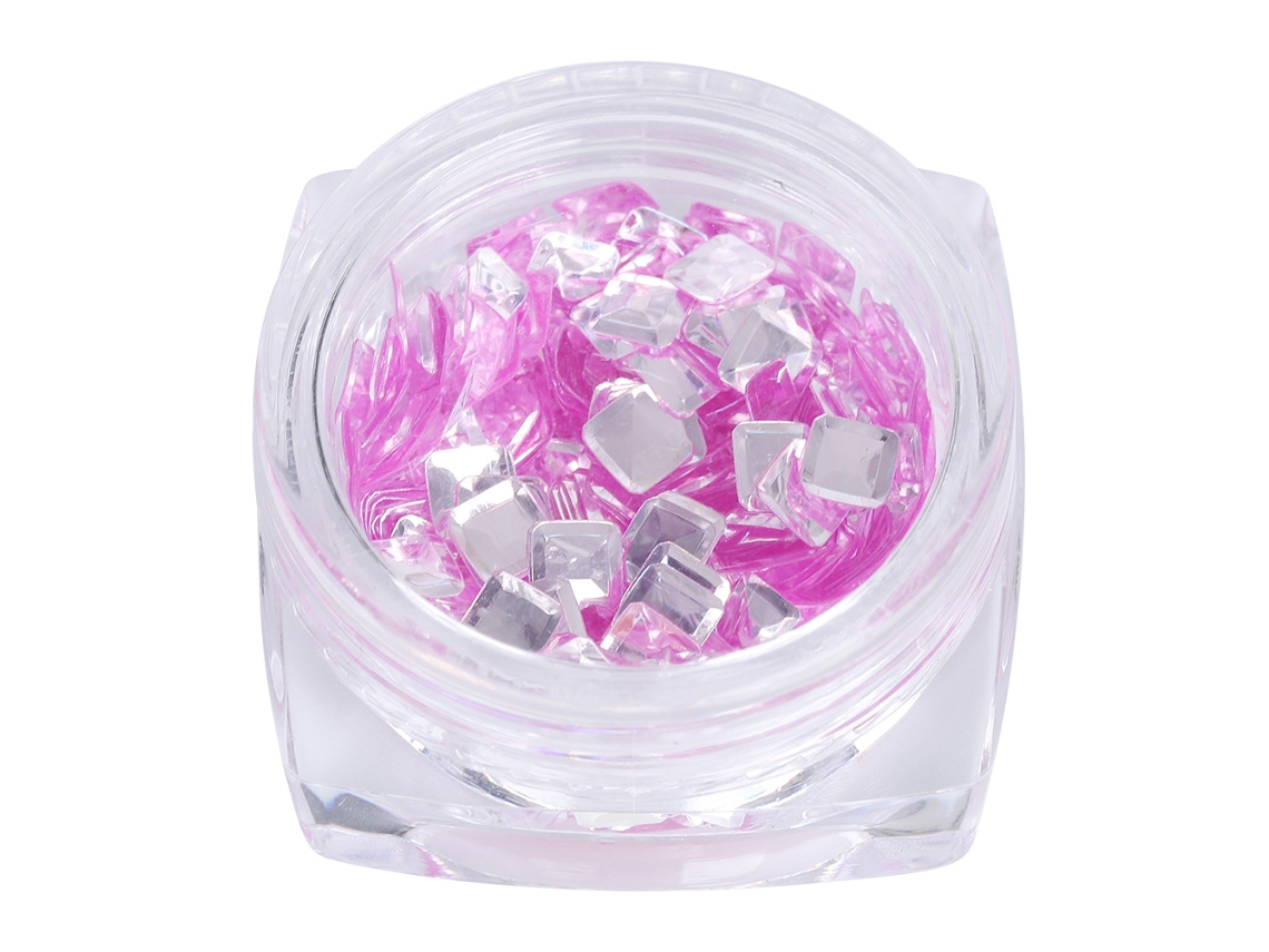 Adesivos de unhas Rebe-stickers DIY com lantejoulas e glitter prateado, formato retangular, modelo 03.