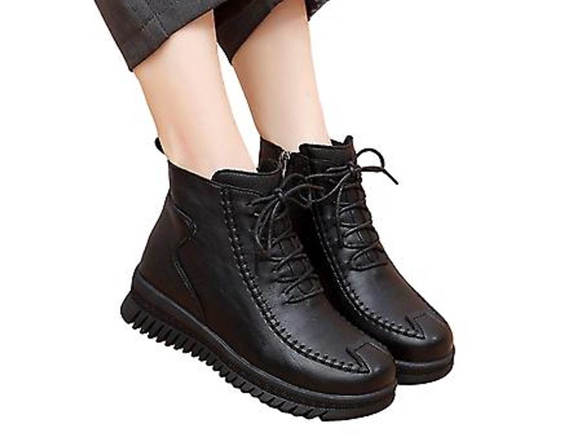 Bota Feminina Com Suporte De Tornozelo E Zíper, À Prova Dágua, Macia, Bico Redondo, Para Jeans, Sobretudo, Calças Acolchoadas Slowmoose (39, Preto)