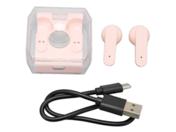 Fones de Ouvido Tradutor de Voz Mali 144 Idiomas com Display de Bateria Rosa