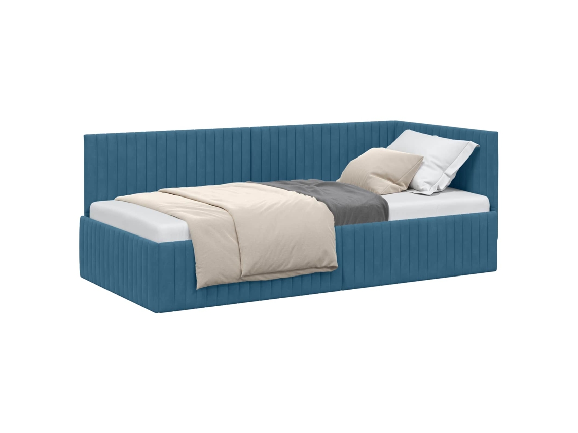 Estrutura de Cama de Canto Azul 90 Cm X 200 Cm Veludo MAISON EXCLUSIVE