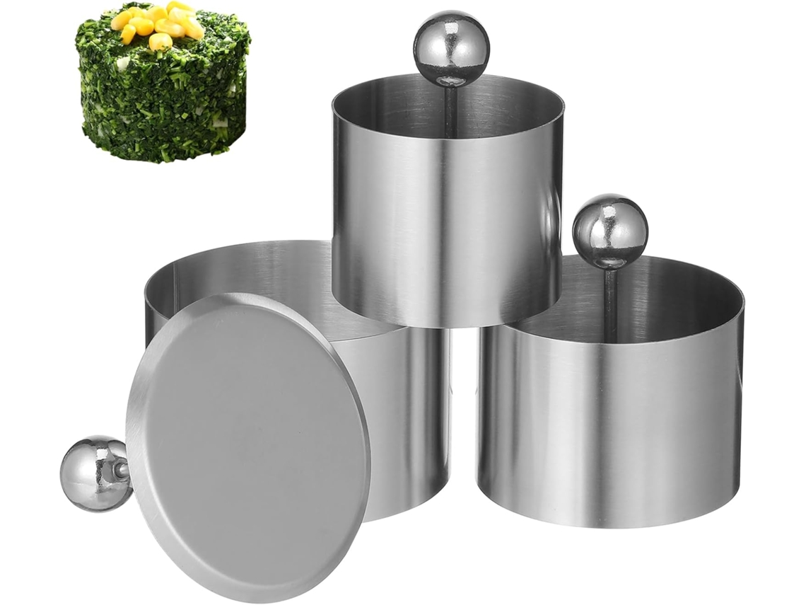 Conjunto De 3 Peças De Moldes Redondos Em Aço Inoxidável Para Moldar P