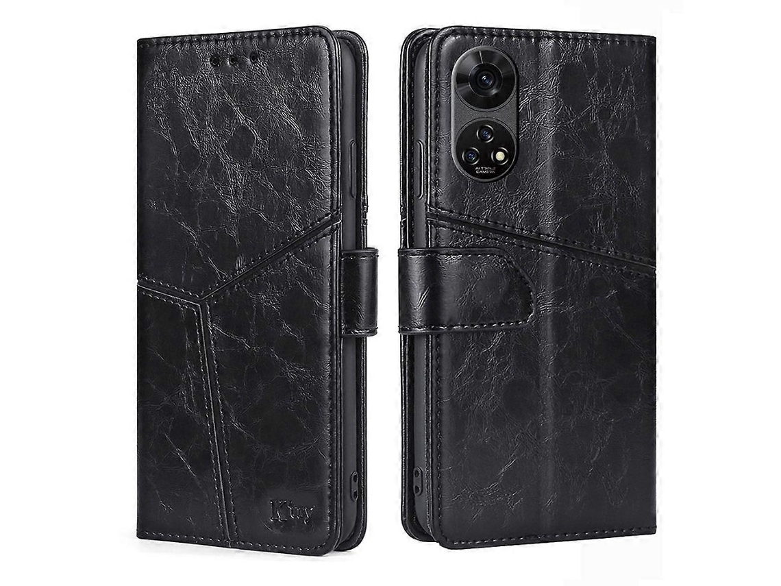Capa De Couro Para Celular Com Costura Geométrica