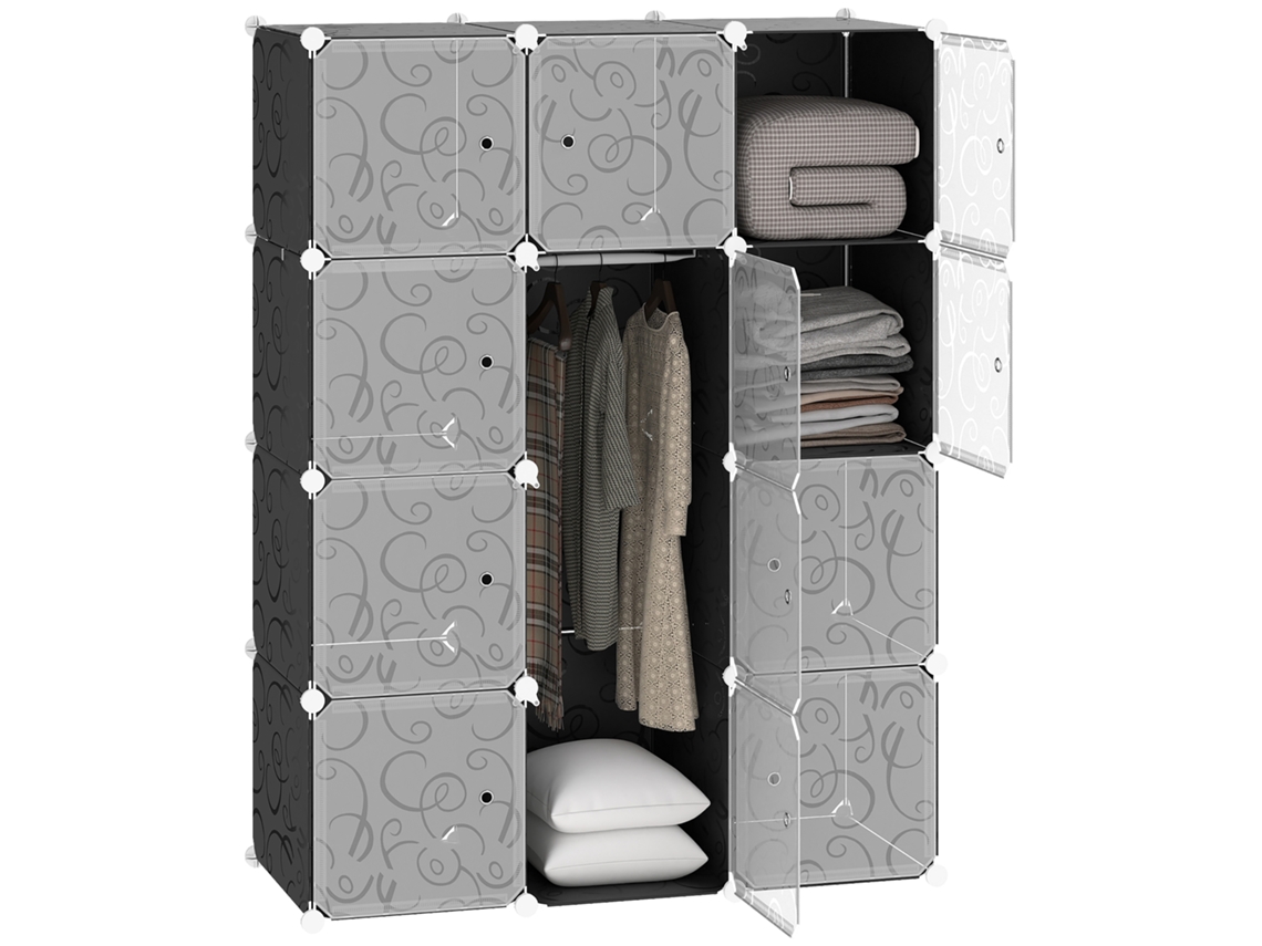 Roupeiro Modular ZACHARY Regalsystem com 2 Cubos Grandes e 9 Pequenos para Sapatos (111x47x145cm)