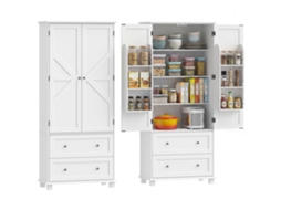Buffet Alto 2 Portas, 2 Gavetas, 6 Porta-racks, Prateleiras Ajust., 80x39,5x184,5 Cm, Branco
