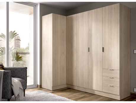 Armário de Canto DEKIT Essen 1 com 3 portas (Branco - Melamina - 184 x 91 x 133 cm)