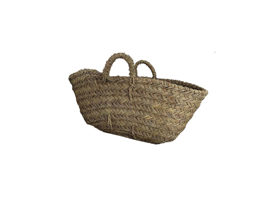Capazo De Esparto Con Asas Decorativo | Capazo Fibra Natural Sostenible | Cesto Para Leña | Cesta Esparto 47 X 47 X 32 Cm