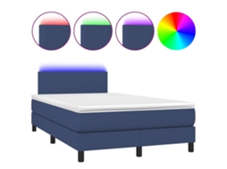 Cama Box Spring com Colchão e Led Tecido Azul MAISON EXCLUSIVE (120x200 cm)