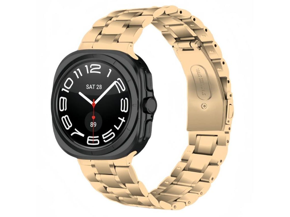 Bracelete para Samsung Galaxy Watch 8 / Watch 8 Classic Aço Inoxidável Cinco Contas Ouro Rosa XIAOMOYU