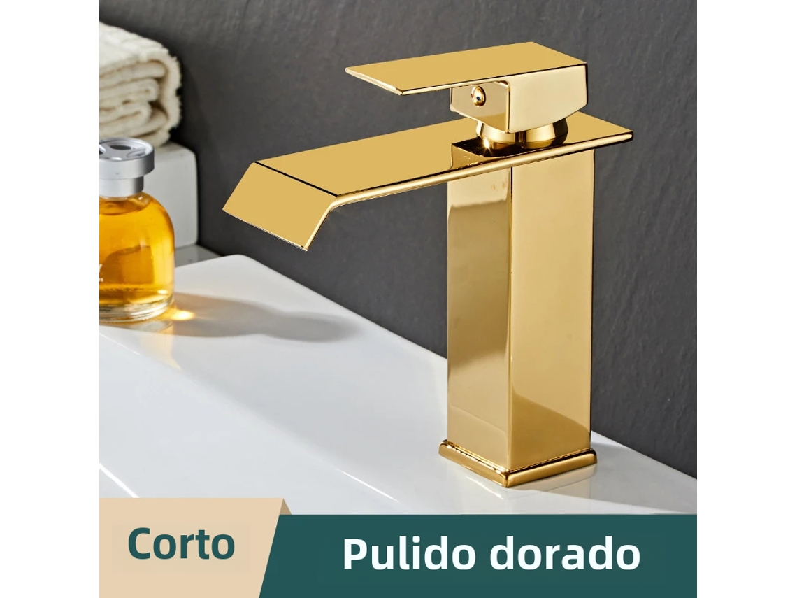 Torneira Moderna de Aço Inoxidável com Monocomando para Água Quente e Fria. MDUG (estilo B Dourado Curta)