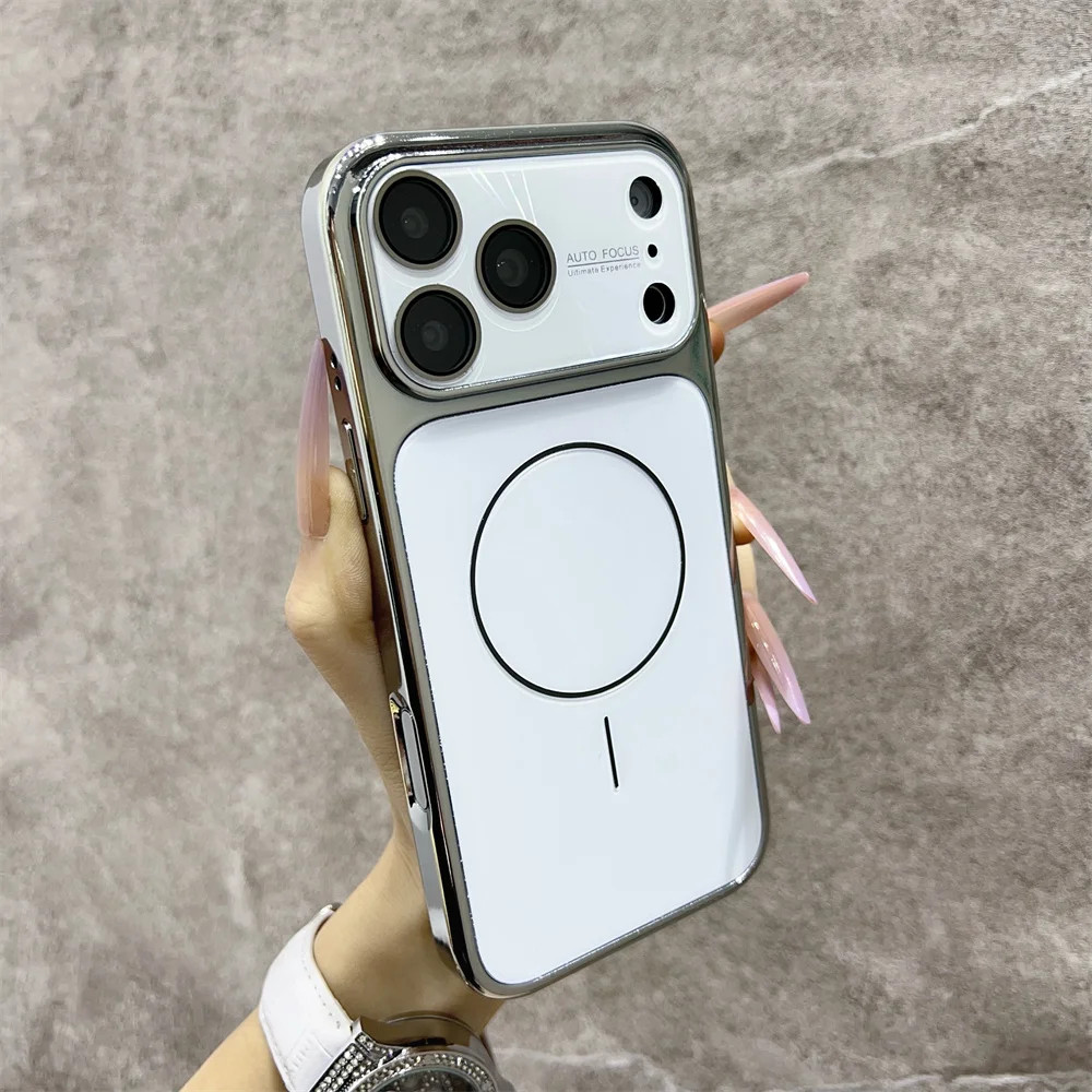 Capa Protetora Magnética Magsafe Para Câmera Do Iphone (iphone 14, Branca), Resistente A Impactos E Quedas.