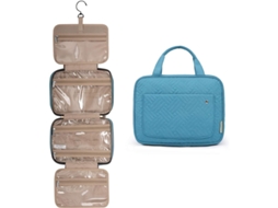 Bolsa De Toalete Grande Pendurável Para Viagem Com Compartimentos - Azul Lagoa