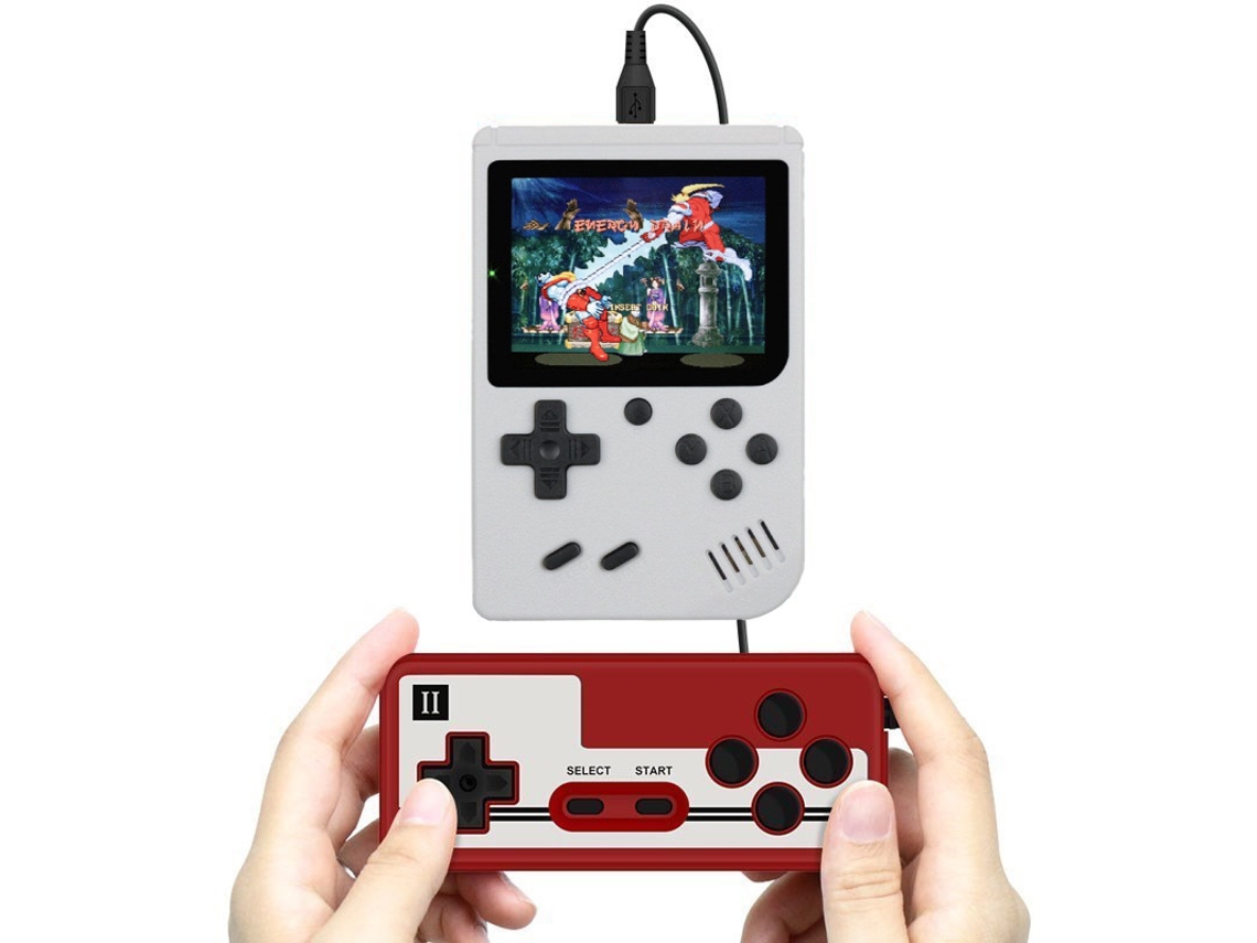 Console de jogos portátil retrô Brilvibera com 400 jogos clássicos de FC, tela de 3 polegadas, branco