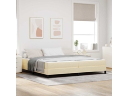 Vidaxl Cama Box Creme 200 X 200 Cm Tecido