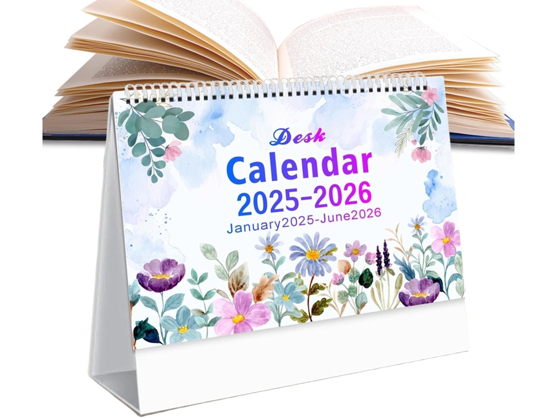Calendário De Mesa Floral 2025- 2026| De Artístico| Janeiro De A Junho De| Organizador Para Homeschooling|