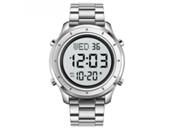 Relógio de Pulso Digital Led Multifunções Masculino Data Alarme À Prova D Água-Prata Máquina Branca Aço