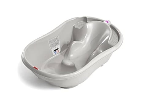 OKBABY Onda Banheira para Banho de Recém-Nascidos de 0 a 12 Meses Design Ergonômico Cinza