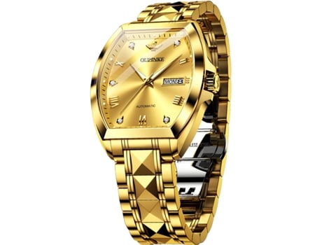 Relógio Mecânico Oco Masculino, Cristal De Safira, Pulseira De Aço De Tungstênio À Prova Dágua Saisiyiky (ouro)