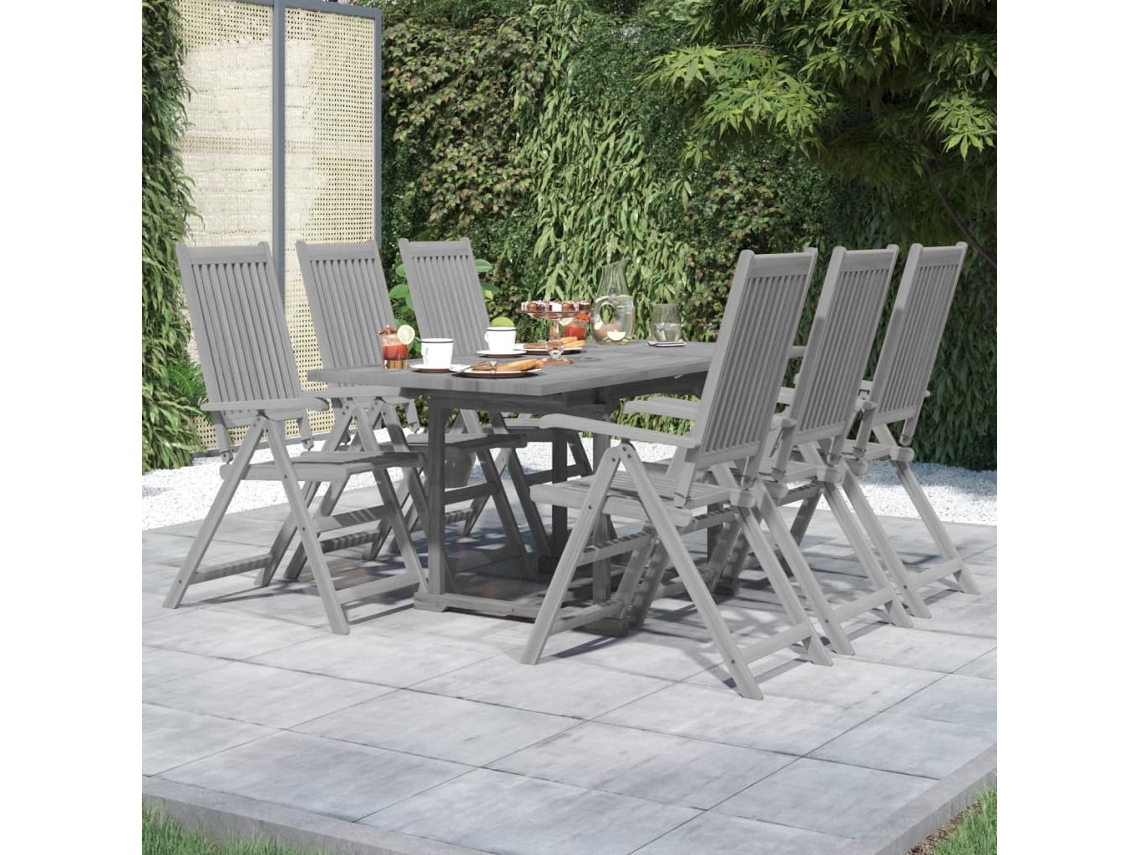 Vidaxl 7 Pcs Conjunto De Jantar Para Jardim Madeira De Acácia Maciça