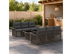 Vidaxl Conjunto De Sofá De Jardim 7 Unid. Cinza E Cinza Escuro Vime Pe