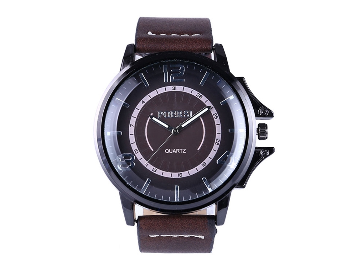 Relógio de Pulso Masculino de Couro Casual com Módulo de Quartzo Estilo Moderno