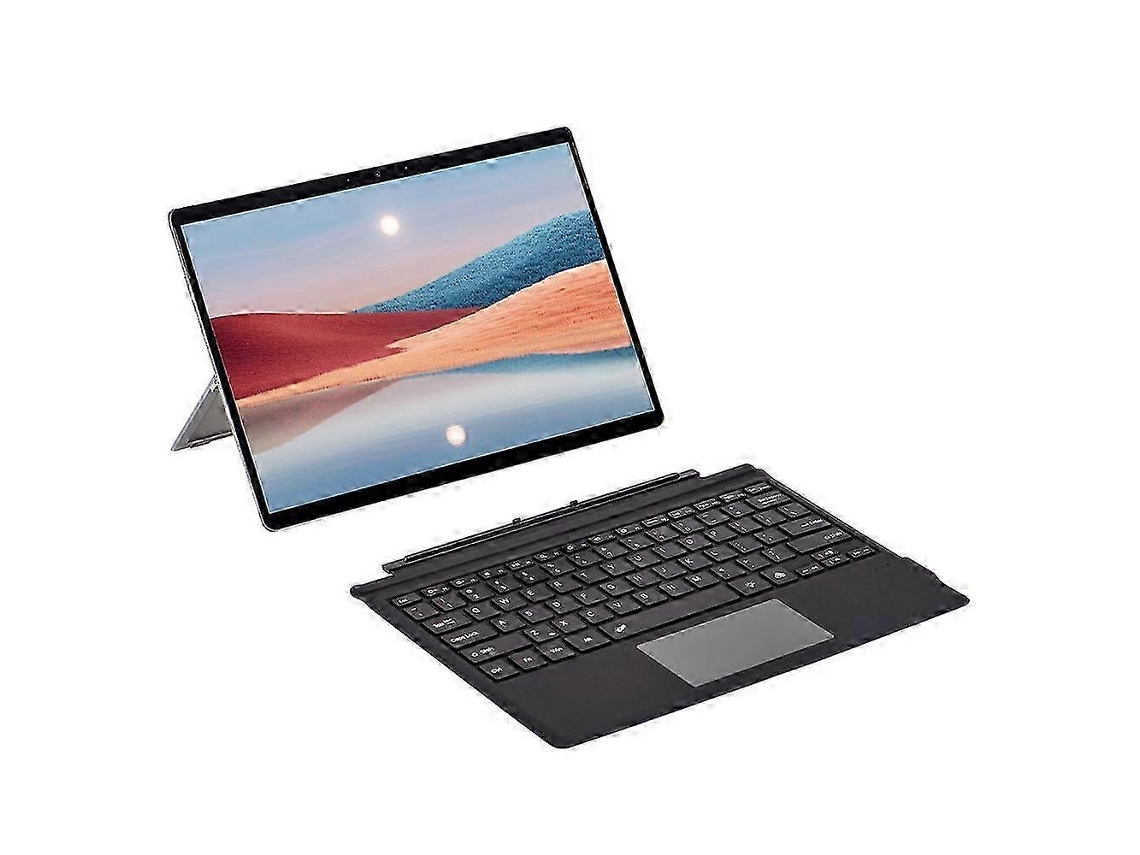 Teclado Compatível Com Surface Pro, Touchpad Com Iluminação, Capa De Couro Pu Microfibramulticolorgrey