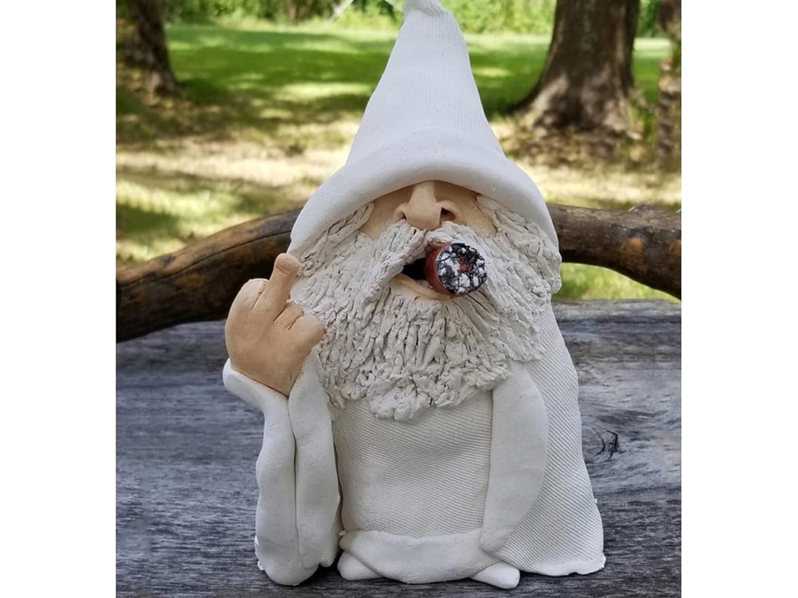 Gnome De Jardim, Gnome Mago Fumando 3d, Estátua De Jardim De Polirresina Com Dedo Do Meio Para Jardim, Pátio, Varanda