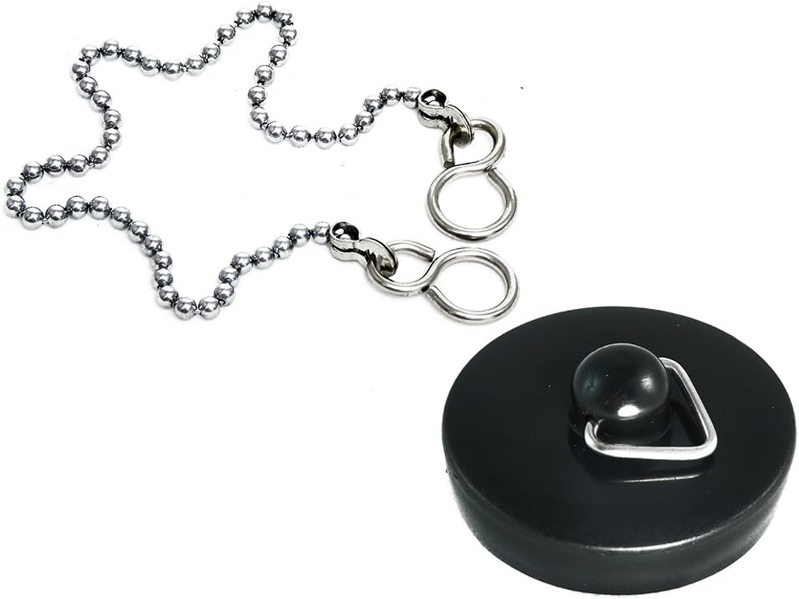 Tampa De Pia De Banheira De Plástico Preto De 38 Mm Com Corrente, Da One Stop Diy.