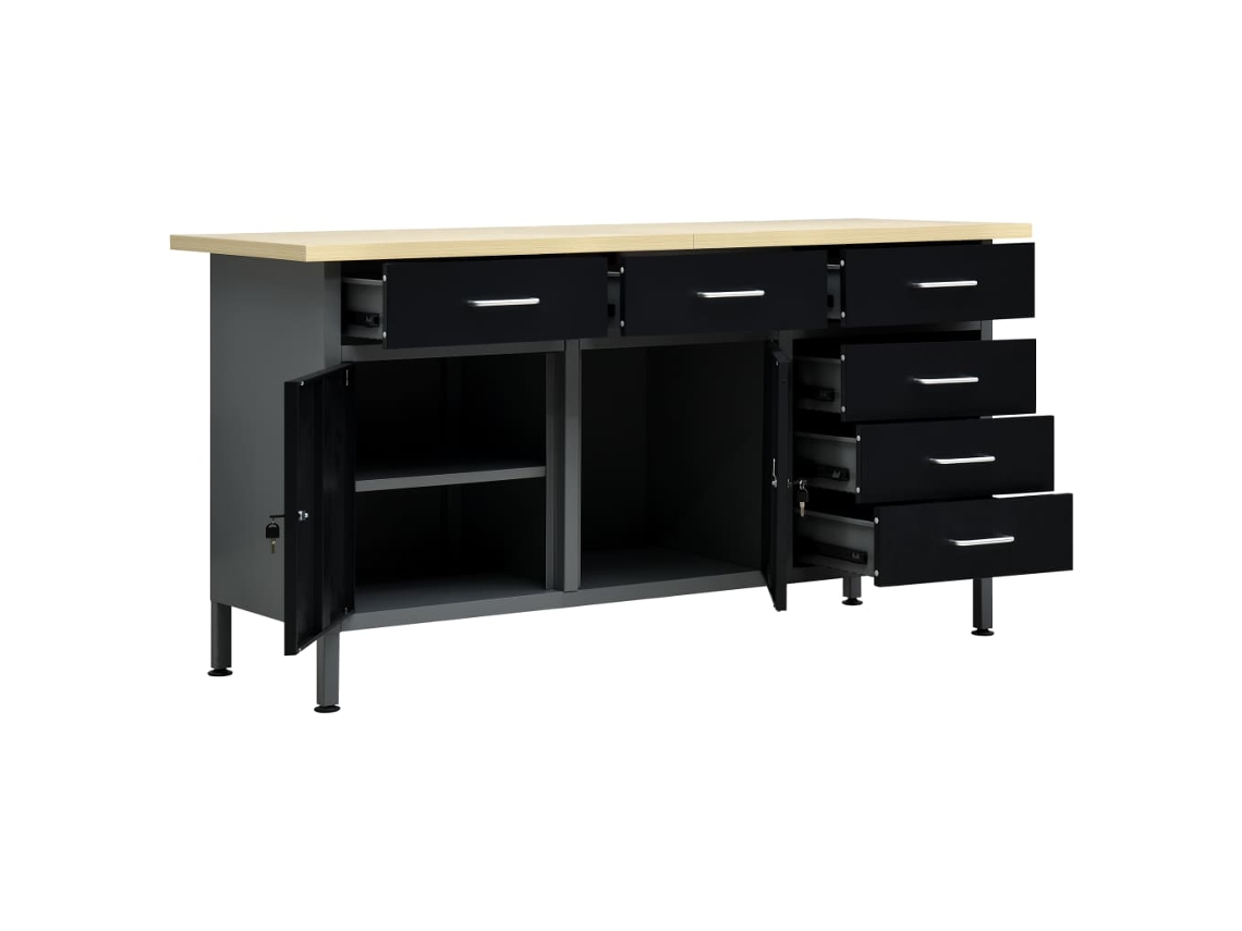 Bancada de Trabalho 160x60x85 Cm Aço Preto MAISON EXCLUSIVE