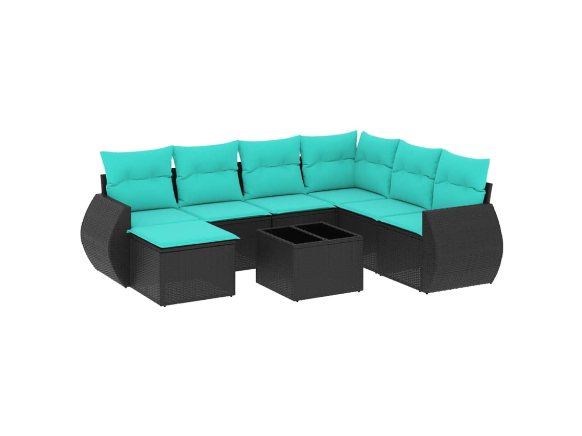 Conjunto de Sofá de Jardim, 9 Peças, Almofadas, Rattan Marrom MAISON EXCLUSIVE