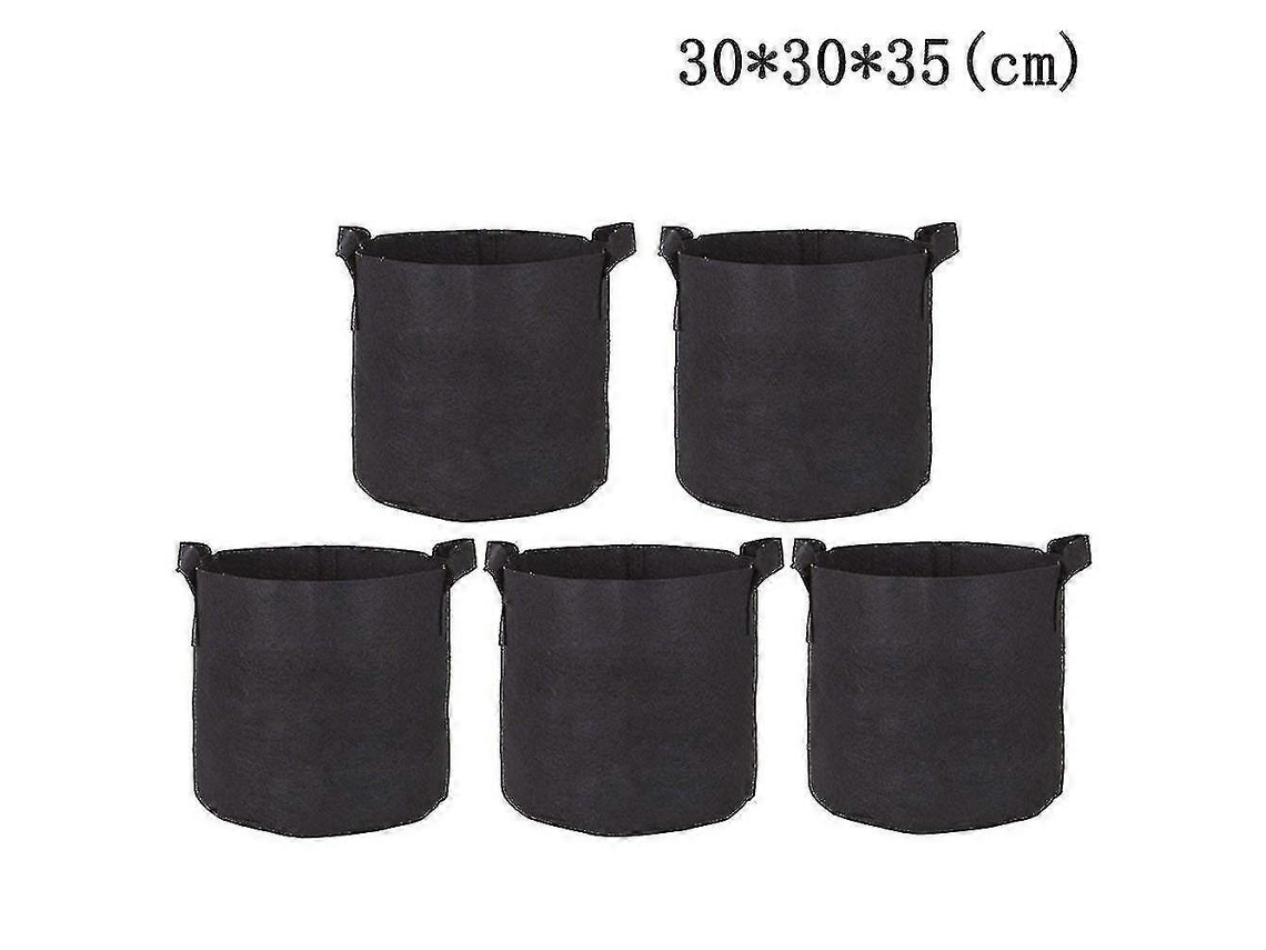 5 Bolsas de Crecimiento Negro de Tela Transpirable, Macetas de Tela Con Aeración 30*30*35cm