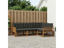 Vidaxl Conjunto De Sofás Para Exterior 4 Unid. Natural E Preto